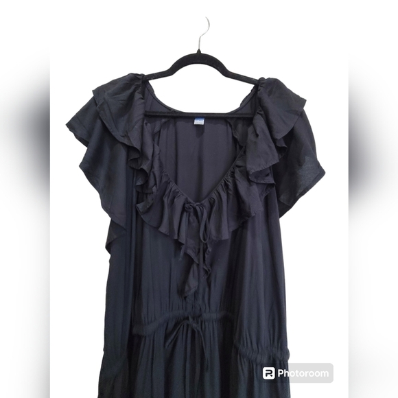 OLD NAVY 4X Ruffled V Neck and Hem with Waist Drawstring Midi Dress - Picture 4 of 7